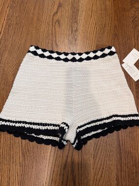 a new day Black & White Crochet High-Waist Shorts